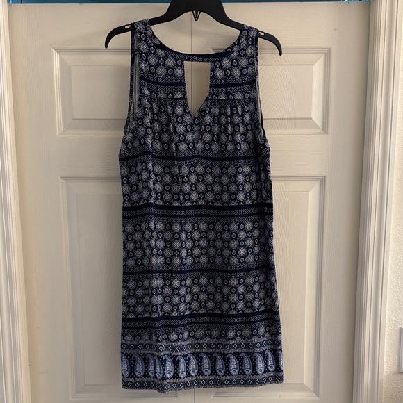 Old Navy Navy Blue & White Paisley Floral Sleeveless Shift Dress Petite Large L - Picture 5 of 5